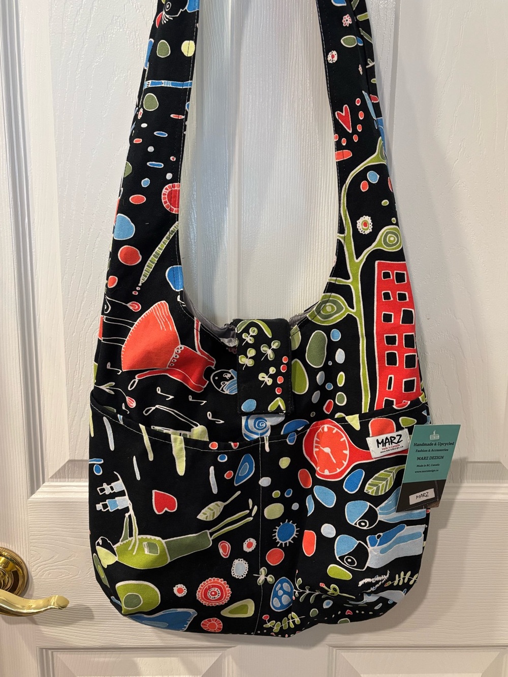 Black Multi-Color Patterned Shoulder Bag HANDMADE